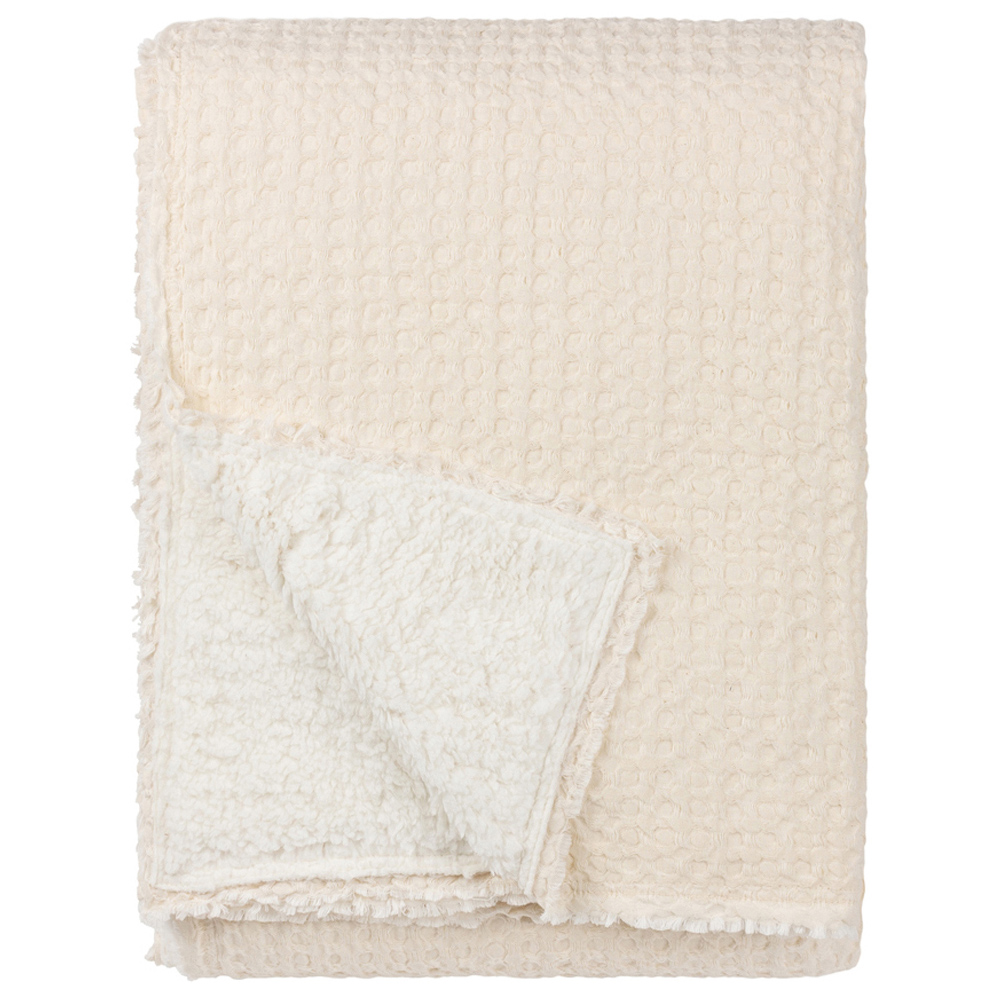 Yard Ronan Natural Sherpa Waffle Fleece Throw 130 x 180cm Image 1