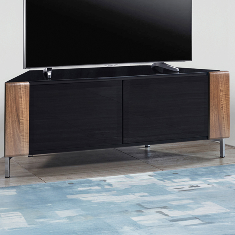 MDA Designs Corvus 2 Door Black and Walnut TV Cabinet Image 1