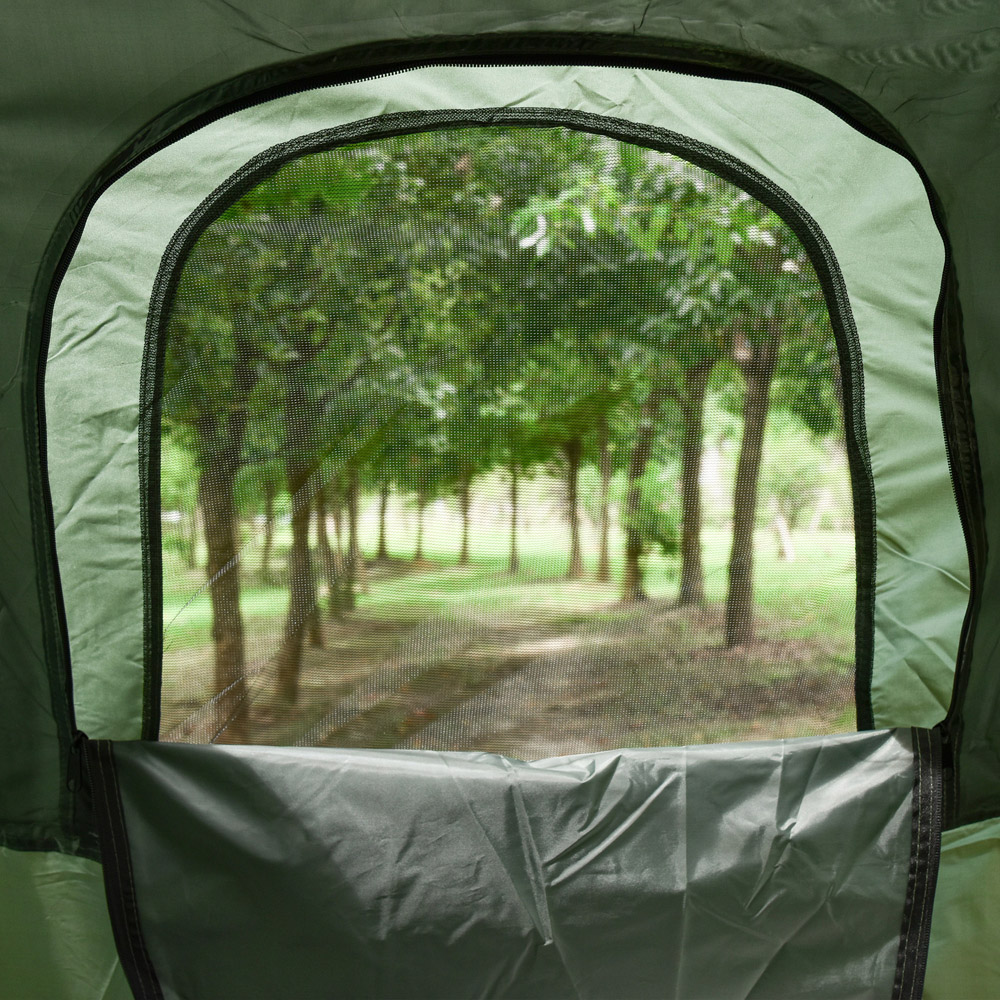 Outsunny 4-in-1 Foldable Dome Tent Camping Cot with Sleeping Bag Green Image 3