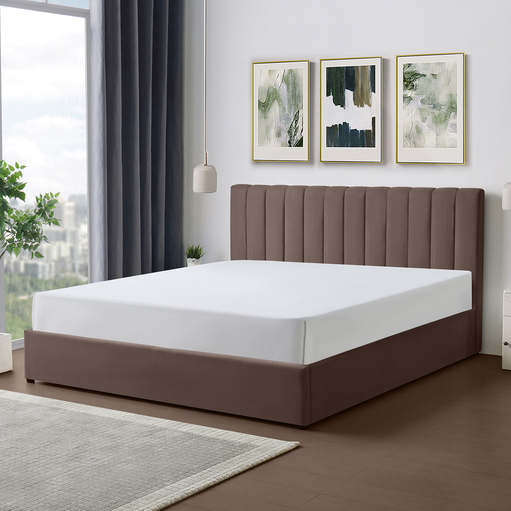 Artemis Home Evelynne Super King Size Dark Brown Linen Upholstered Ottoman Bed Image 4