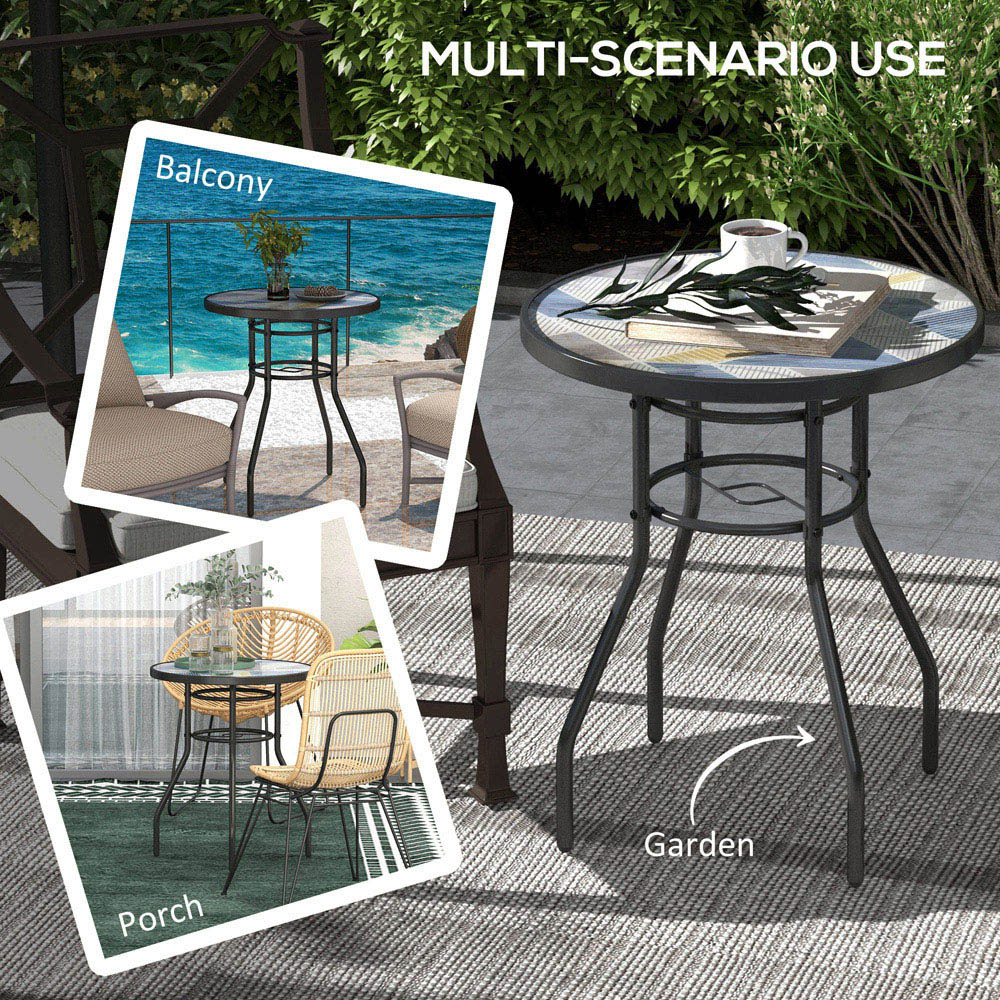 Outsunny Tempered Glass Top Garden Table Multicolour Image 6
