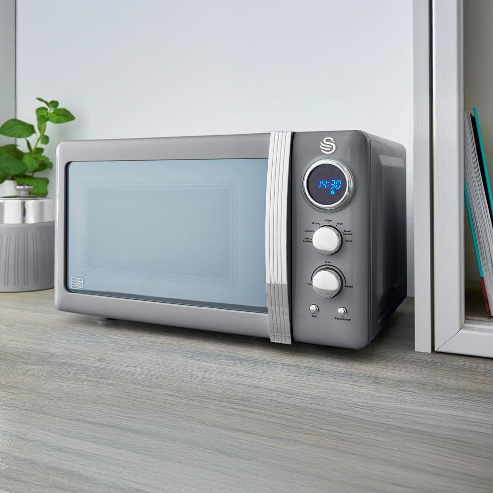 Tower Swan Retro EEJB174 Grey 20L Microwave with 4 Slice Toaster and 1.5L Kettle Set Image 4