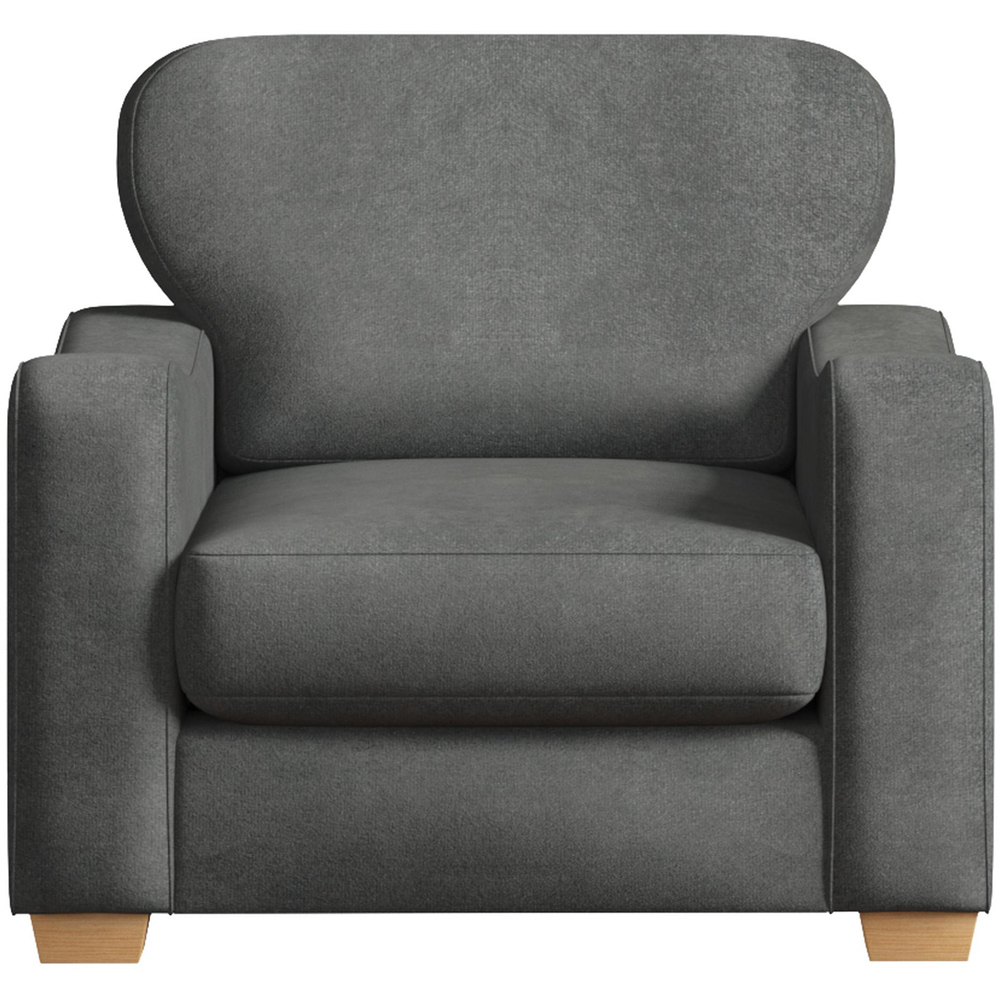 Theadford Steel Plush Velvet Fixed Back Armchair Image 2