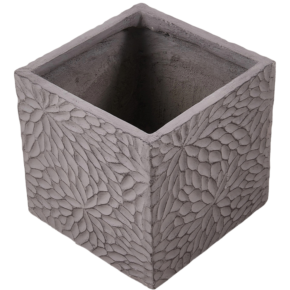 Living and Home Charcoal Grey Square Cement Planter with Drainage Holes 30.2 x 30.2cm Image 1