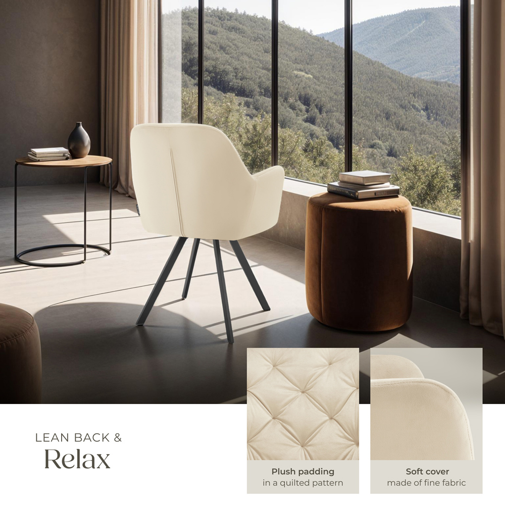 tectake Lucia Cream Quilted Armchair Image 4