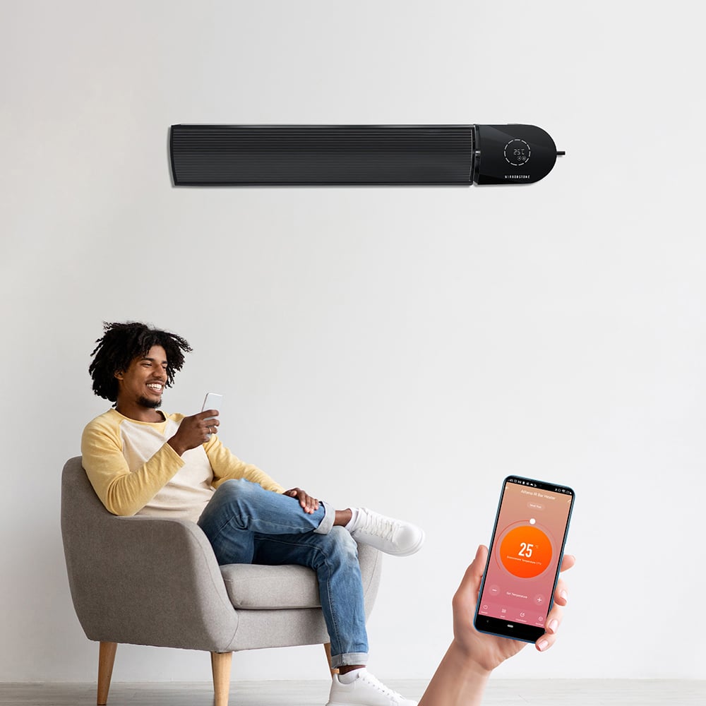 Mirrorstone Ionis Black WiFi Remote Controllable Infrared Bar Heater 2400W Image 7