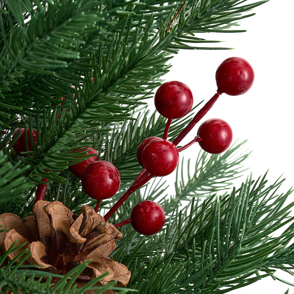 Living and Home Red Berries and Pinecones LED Mini Artificial Christmas Tree with 1.8ft Image 3