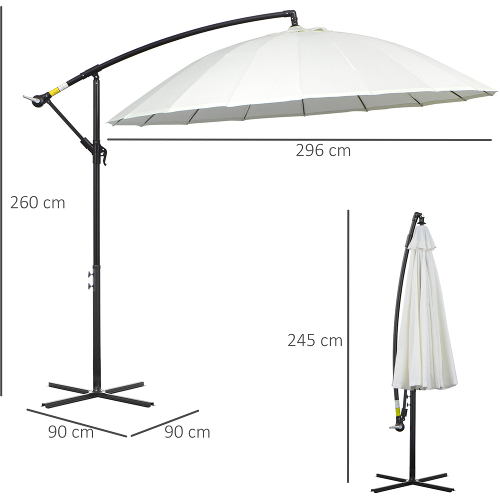 Outsunny Off White Crank Handle Cantilever Banana Parasol 3m Image 7