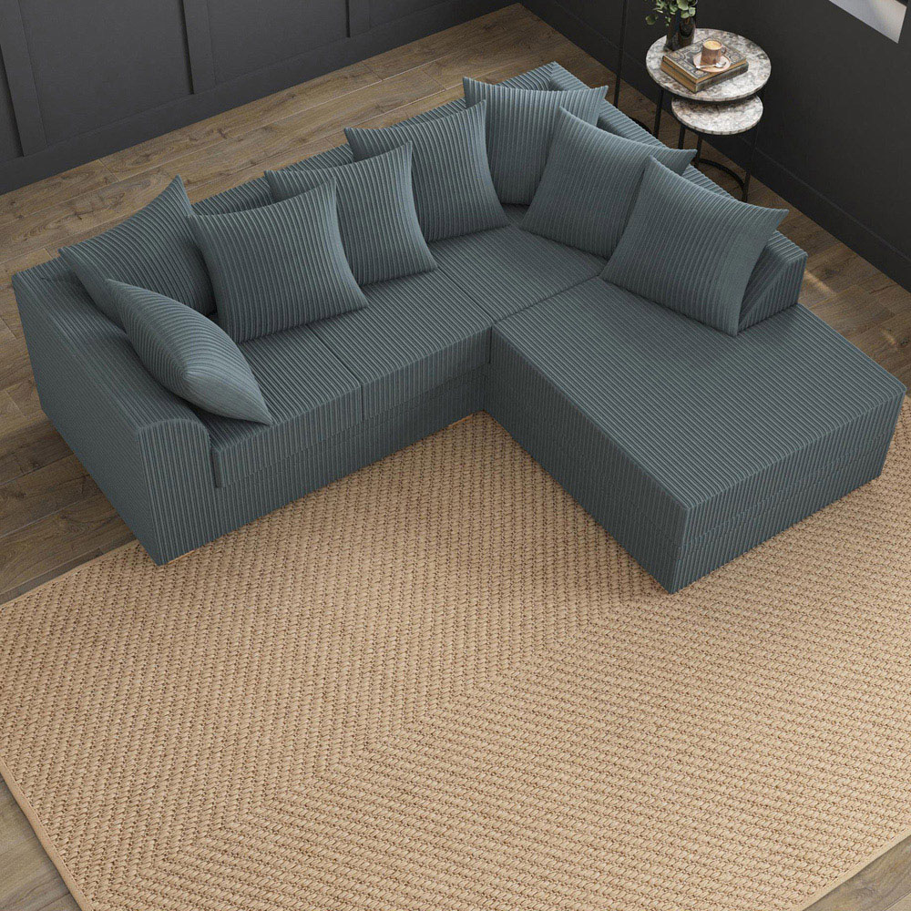 Modo 3 Seater Charcoal Jumbo Cord Right Hand Scatter Back L-Shape Corner Sofa Image 7