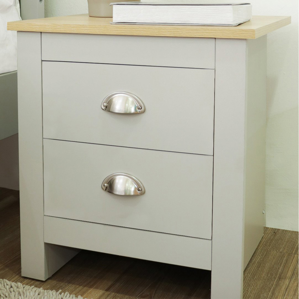 Lexington 2 Drawer Grey Bedside Table Image 1