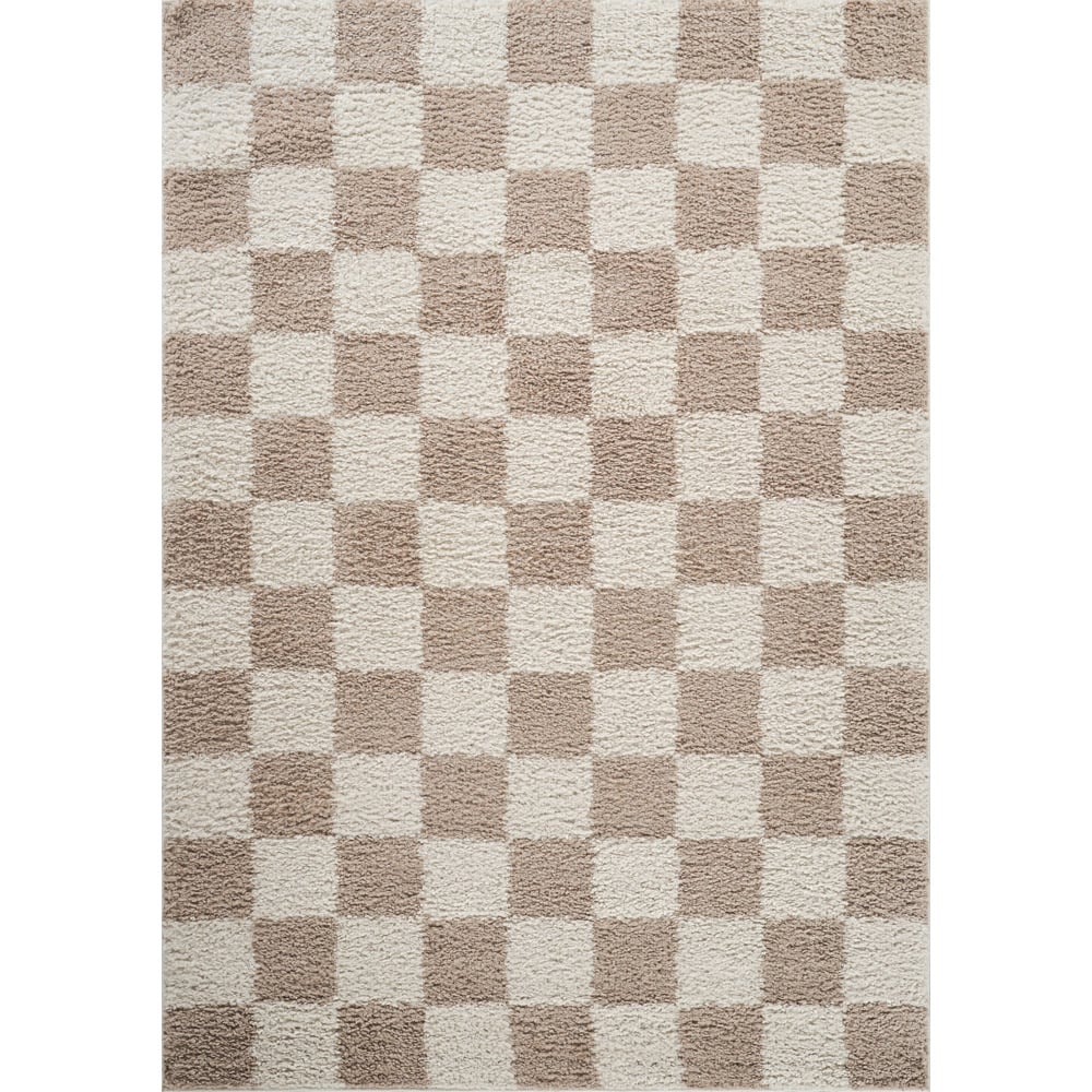 Desire Rugs Chester Beige Shaggy Checkered Rug 60 x 220cm Image 5