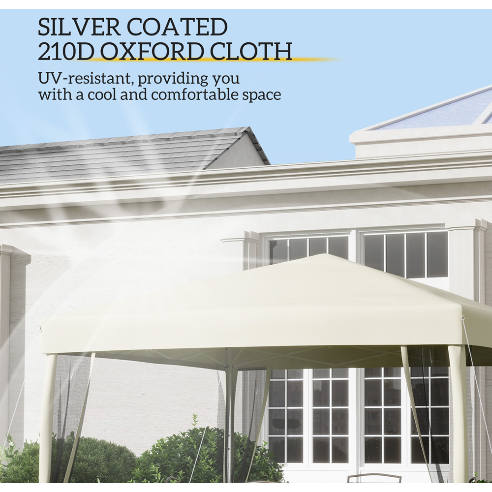 Outsunny 2.97 x 2.97m Tan Pop Up Gazebo with 4 Mesh Sides and Carry Bag Image 8