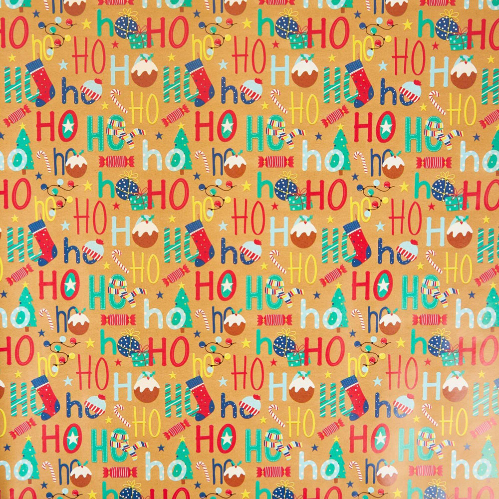 Kraft Slogan Gift Wrap 8m - Brown Image 3