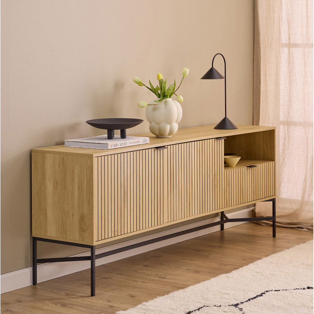 Florence Jaipur 2 Door Single Drawer Single Shelf Oak Sideboard Image 9