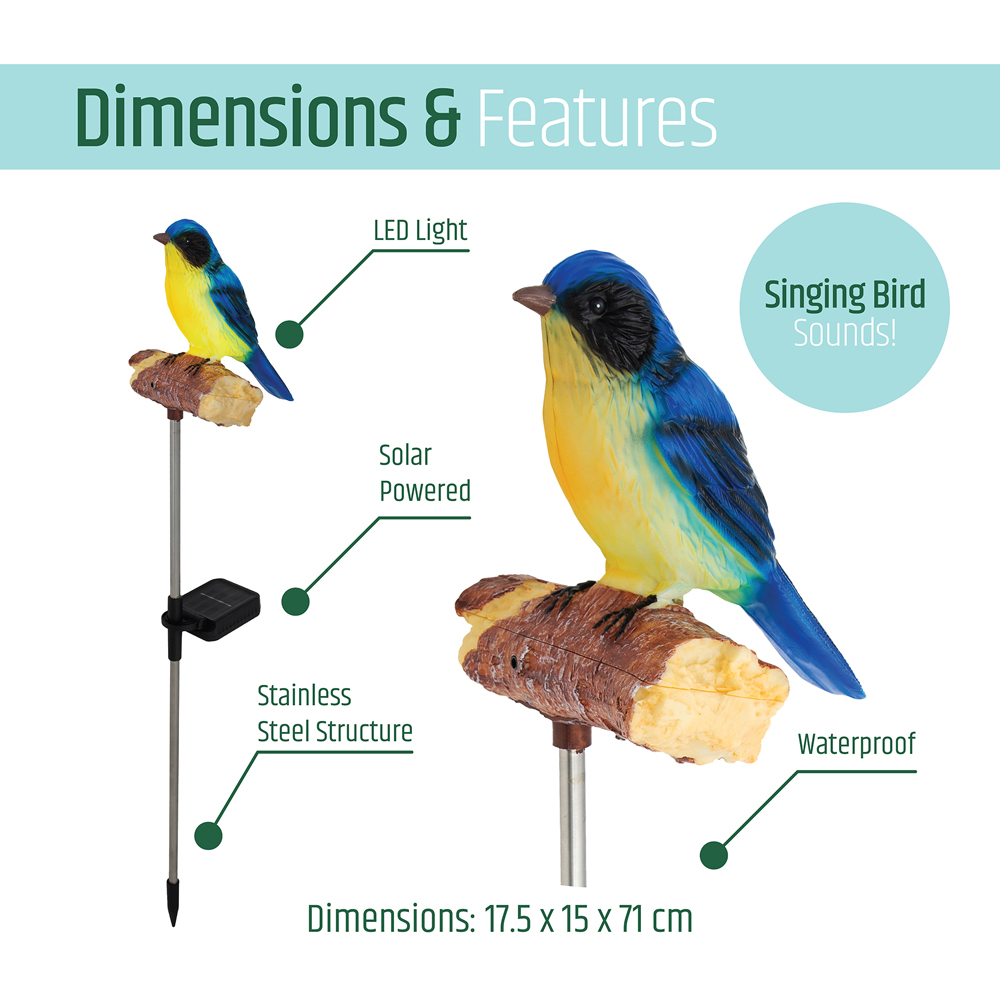 Gardenkraft Solar Tweeting Bluebird Light Image 9
