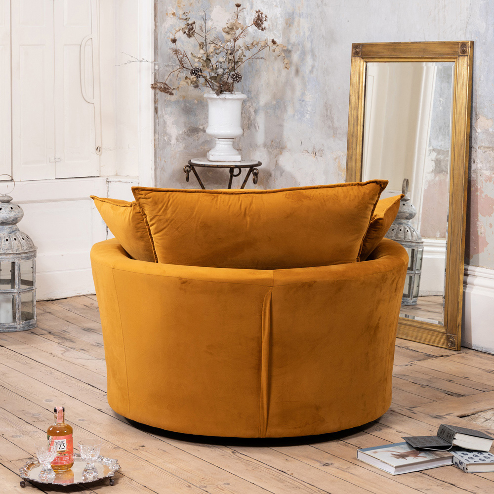 Artemis Home Havana Orange Velvet Swivel Cuddle Chair Image 4
