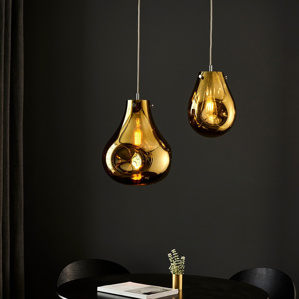 Merano Perugia Small Metallic Glass Gold Pendant Ceiling Lamp Image 8