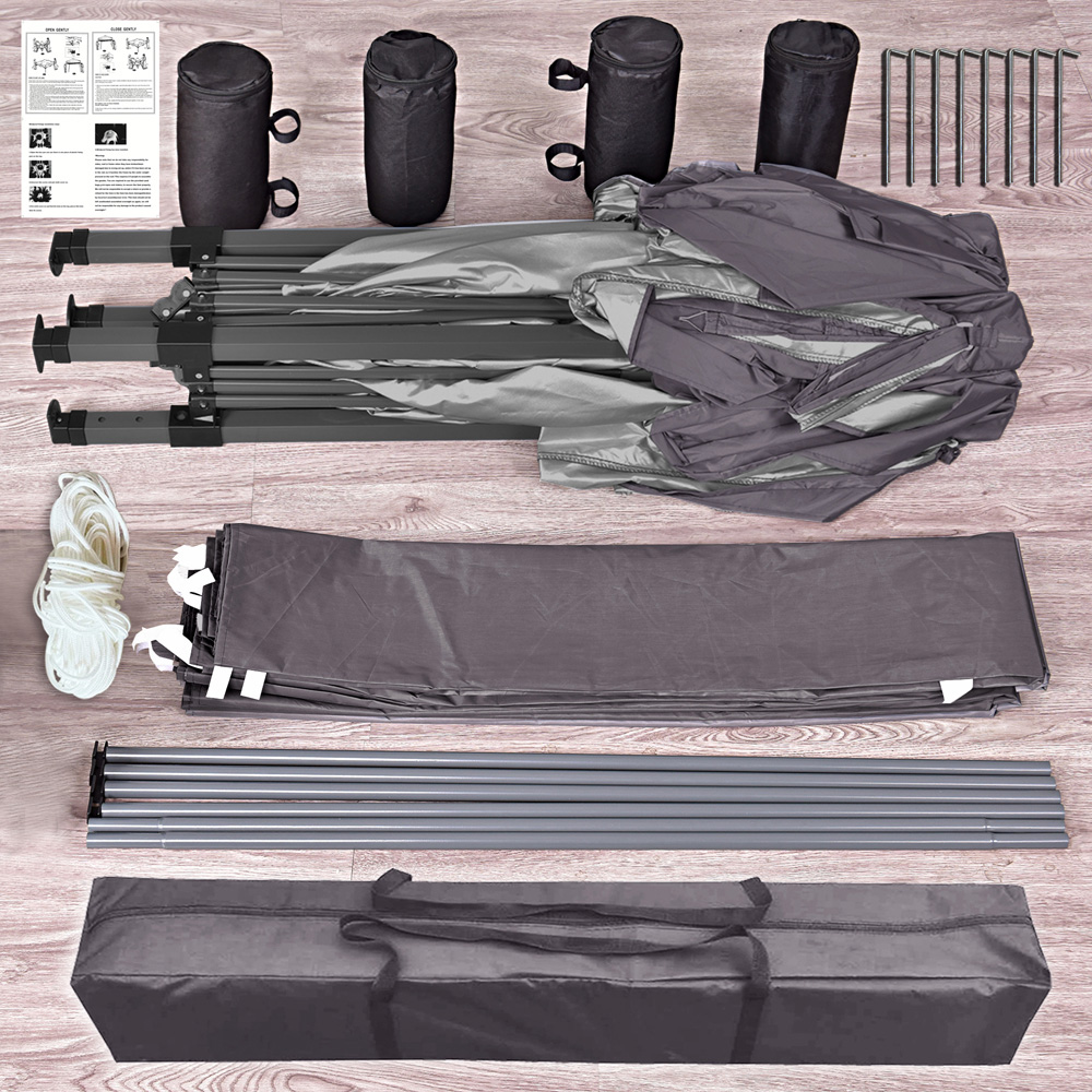 Grey Pop Up Outdoor Gazebo 3 x 3m Image 4