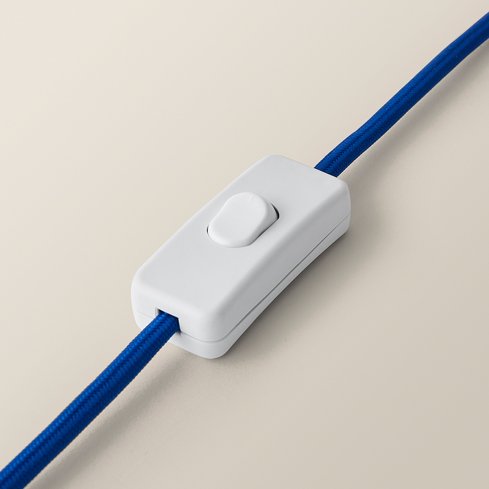 ValueLights Aida Natural Linen Tall Lamp Shade Blue Bubble Glass LED Table Lamp Image 4