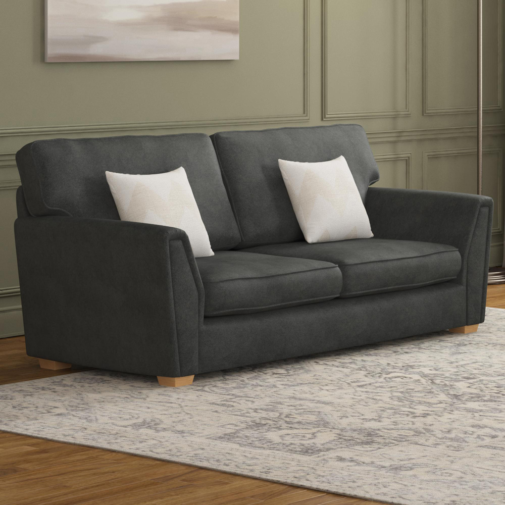 Wendleberry 3 Seater Steel Plush Velvet Fixed Back Sofa Image 5