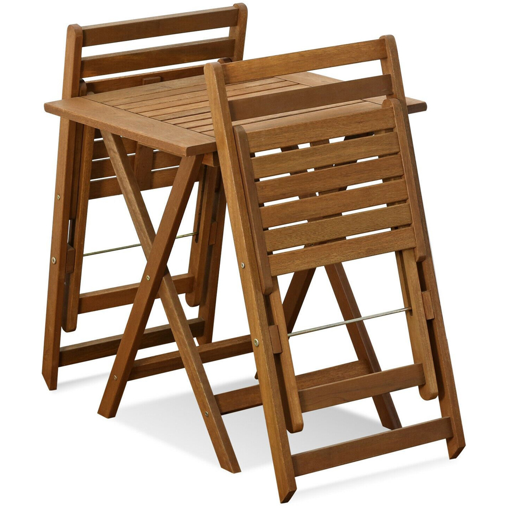 Walplus 2 Seater Teak Oil Hardwood Bistro Set Image 3