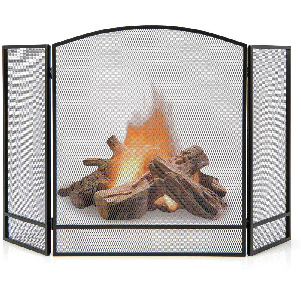 Costway Black 3 Panel Folding Fire Guard Image 3
