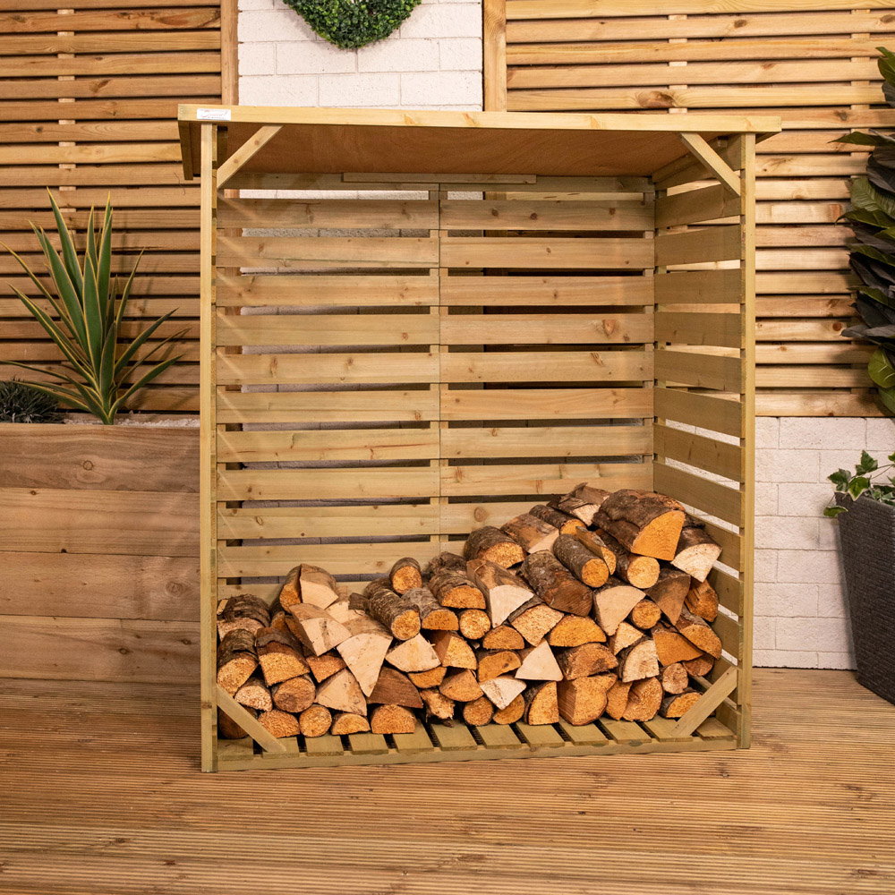 Samuel Alexander 123 x 115cm Large Wooden Garden Patio Log Store Shed Image 5