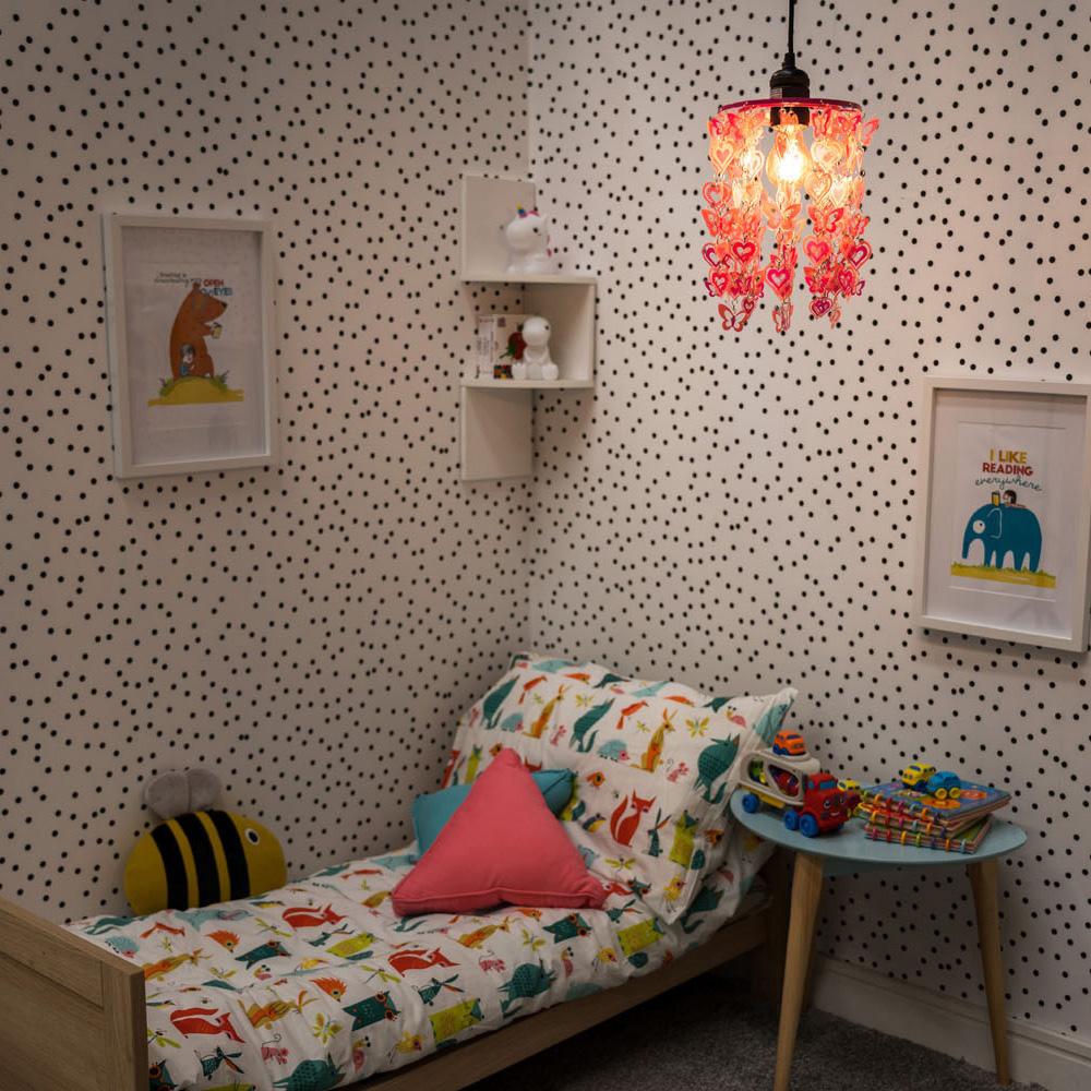 ValueLights Pink Hearts and Butterflies Pendant Light Lamp Shade Image 7