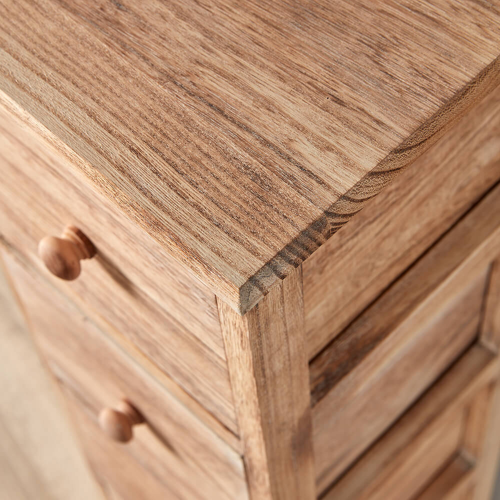 Home Source Canterbury 5 Drawer Natural Washed Solid Wood Tall Chest of Drawers Image 3