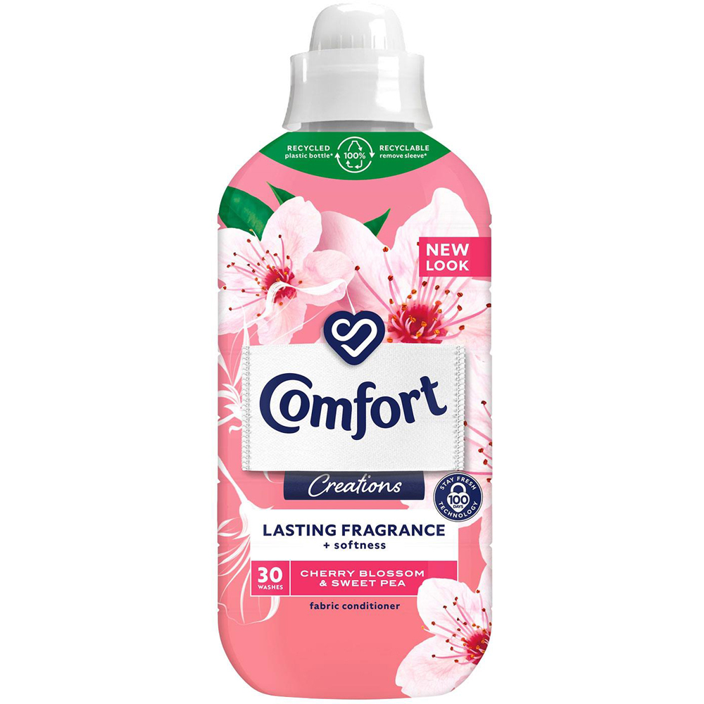 Comfort Creations Cherry Blossom and Sweet Pea Fabric Conditioner 30 Washes 900ml 4 Pack Image 2