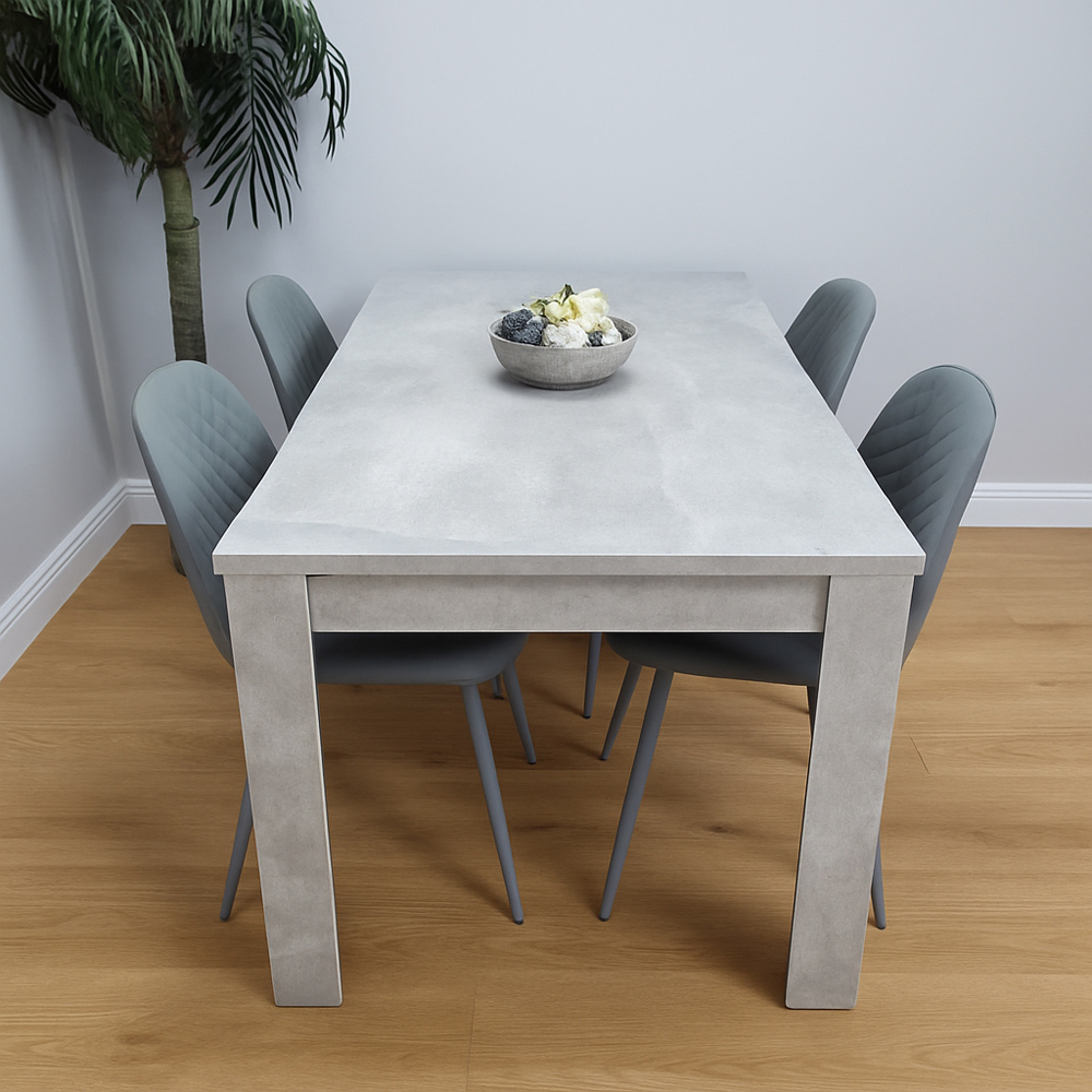Kosy Koala 4 Seater Faux Leather Rectangular Dining Set Stone Grey Effect and Grey Image 6