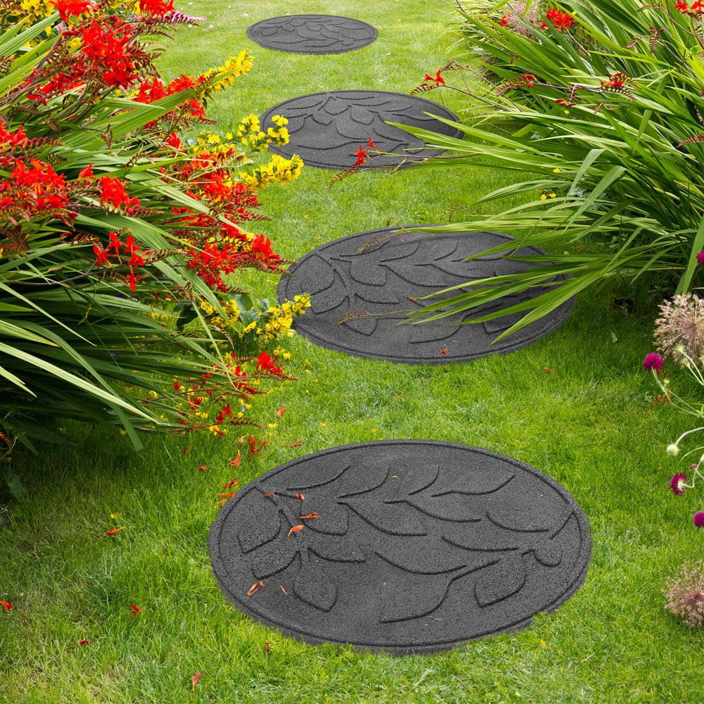Nicoman Grey Leaves Reversible Garden Stepping Stone 46cm 4 Pack Image 2