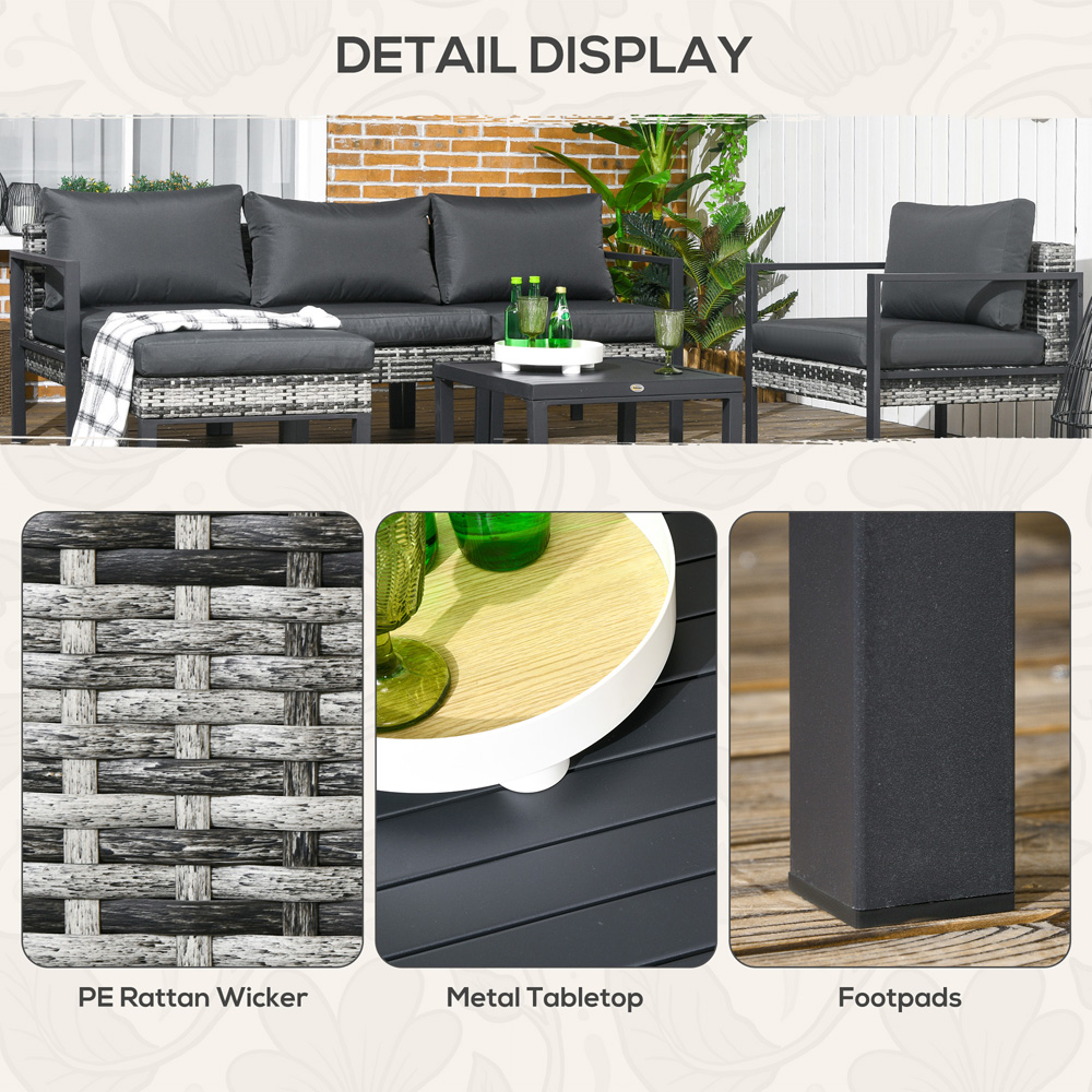 Outsunny 5 Seater Charcoal Grey Lounge Set Image 6