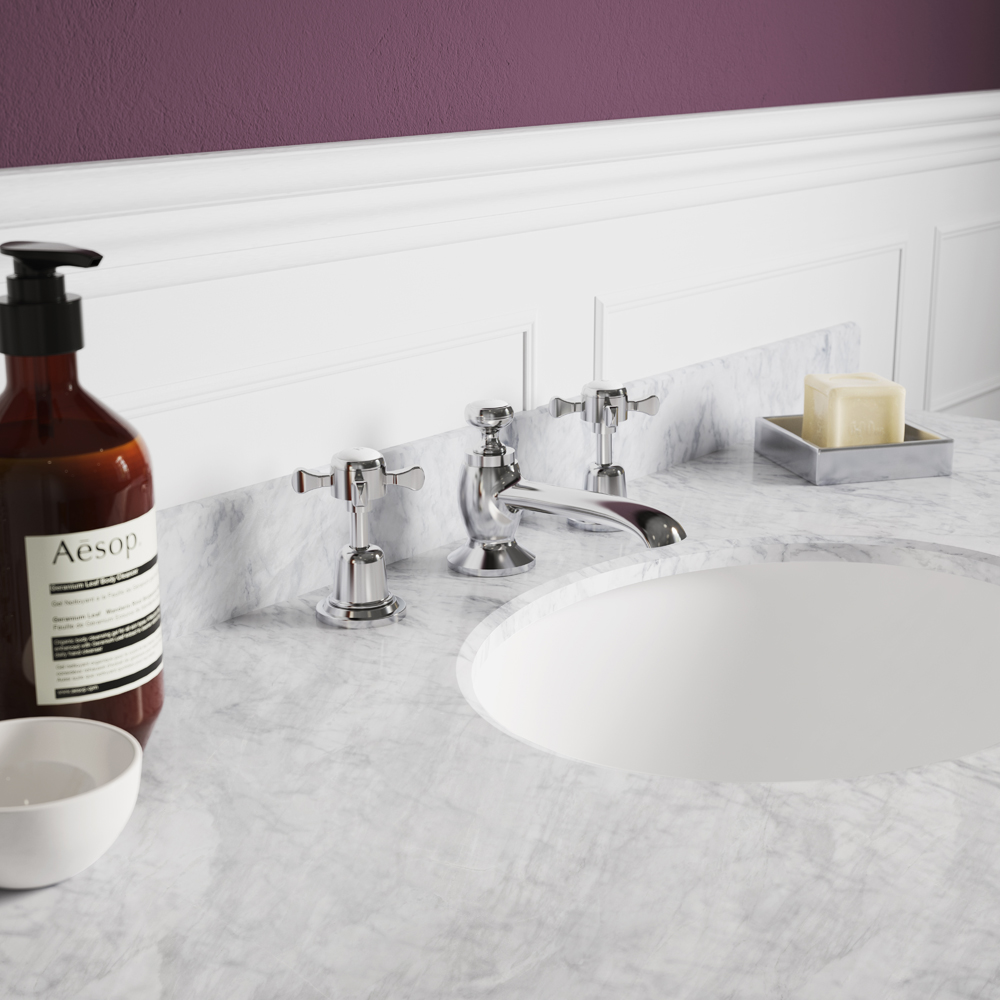 nuie Selby Chrome 3 Tap Hole Deck Basin Mixer Image 2