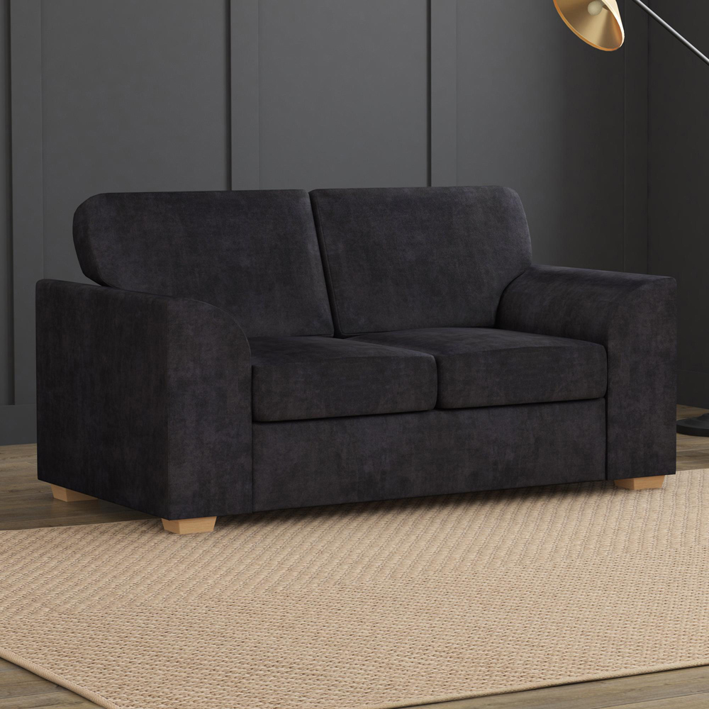 Modo 5 Seater Ebony Plush Velvet Fixed Back Sofa Set Image 4