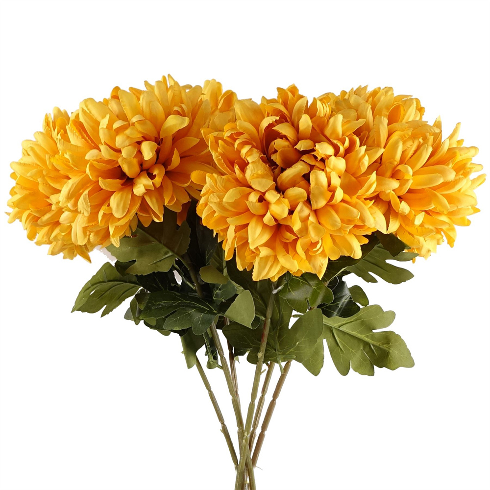 Leaf Gold Reflex Chrysanthemum Single Stem Artificial Flower 6 Pack Image 1