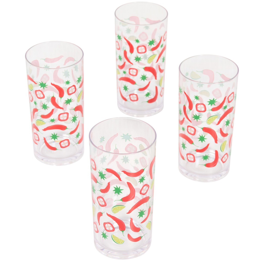 Pack of 4 Zest and Zing Print Highball Tumblers Clear Image 3