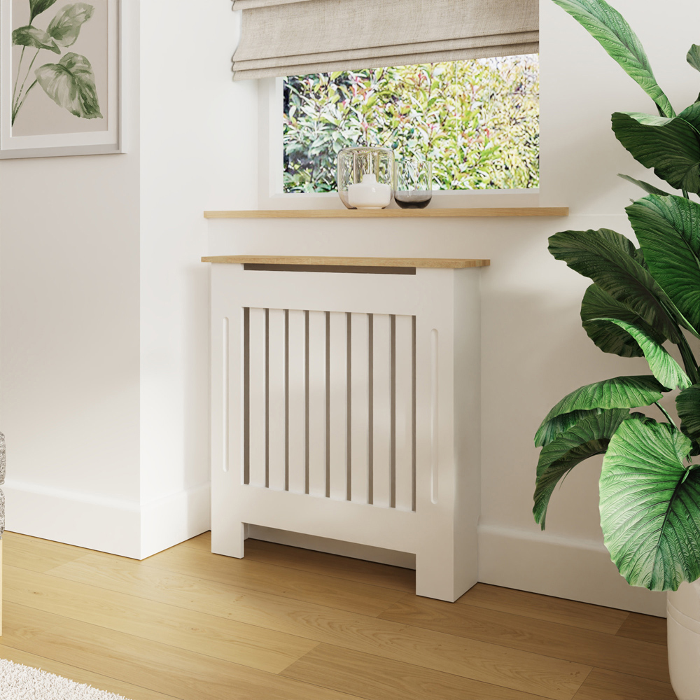 GFW Longslow Classic White Vertical Slat Radiator Cover Small Image 2