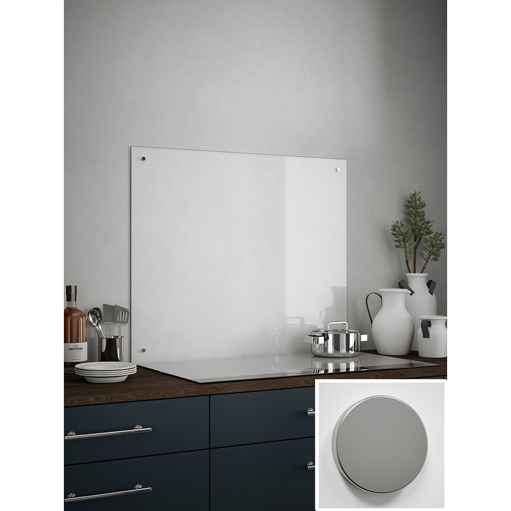Clear Glass Kitchen Splashback with Satin Chrome Caps 900 x 750 x 4mm Image 4
