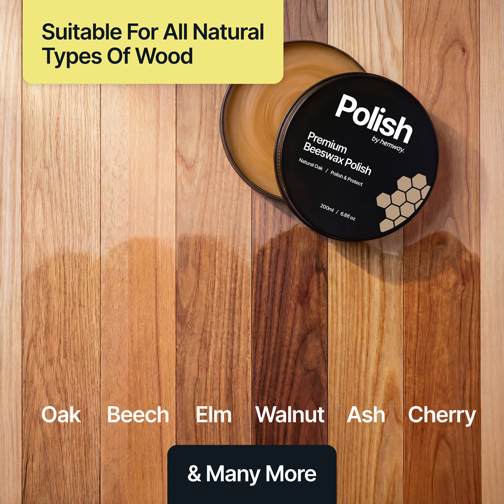 Hemway Beeswax Natural Oak Furniture Polish 200ml with Lint-Free Cloths Image 5
