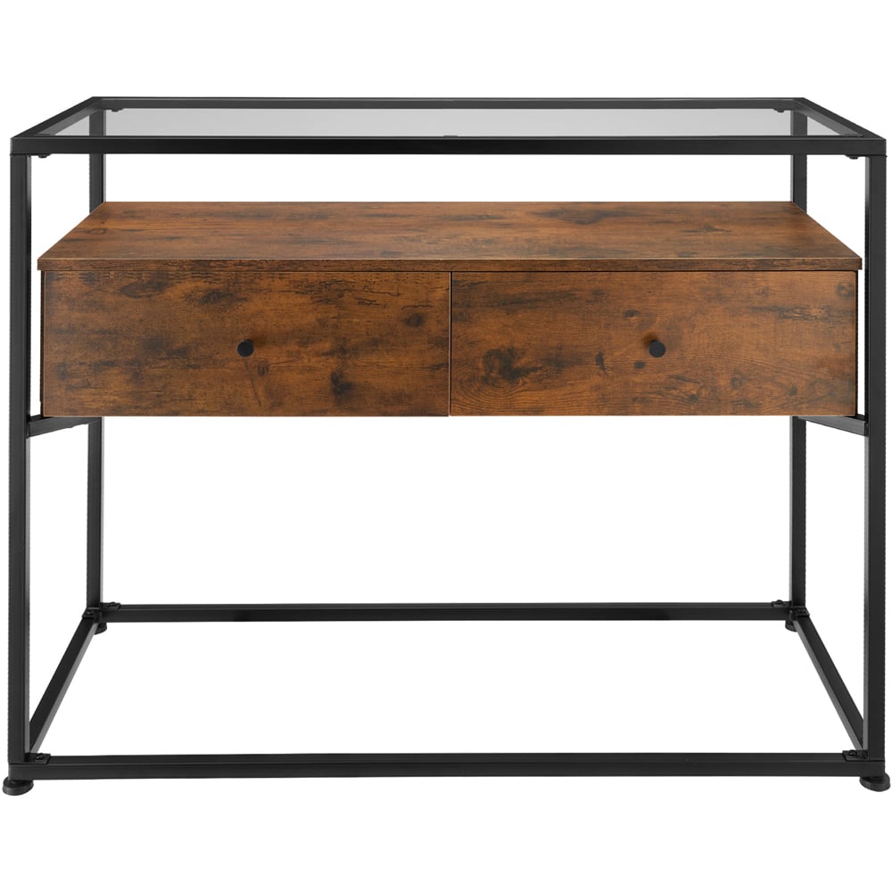 tectake 2 Drawer Dark Wood Reading Sideboard Image 3