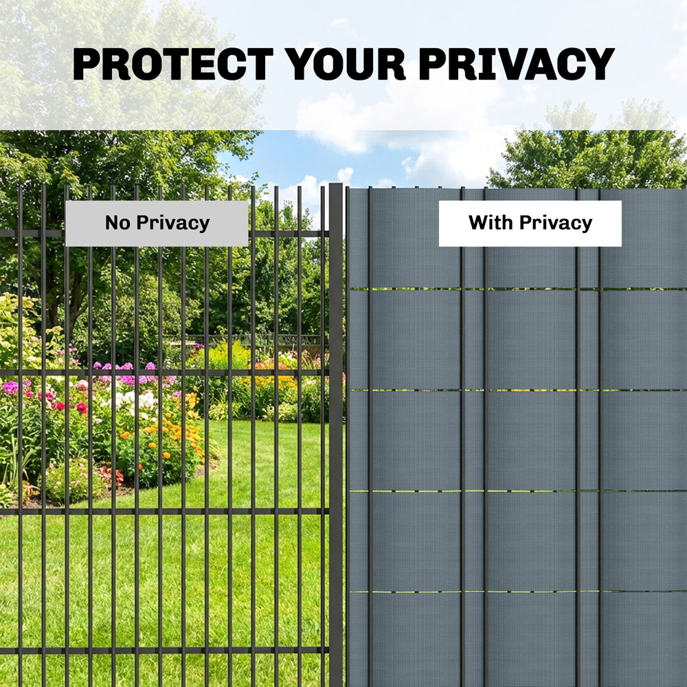 Outsunny Grey 19 x 3500cm 2 Pack Privacy Garden Screen Fence with Clips Image 7