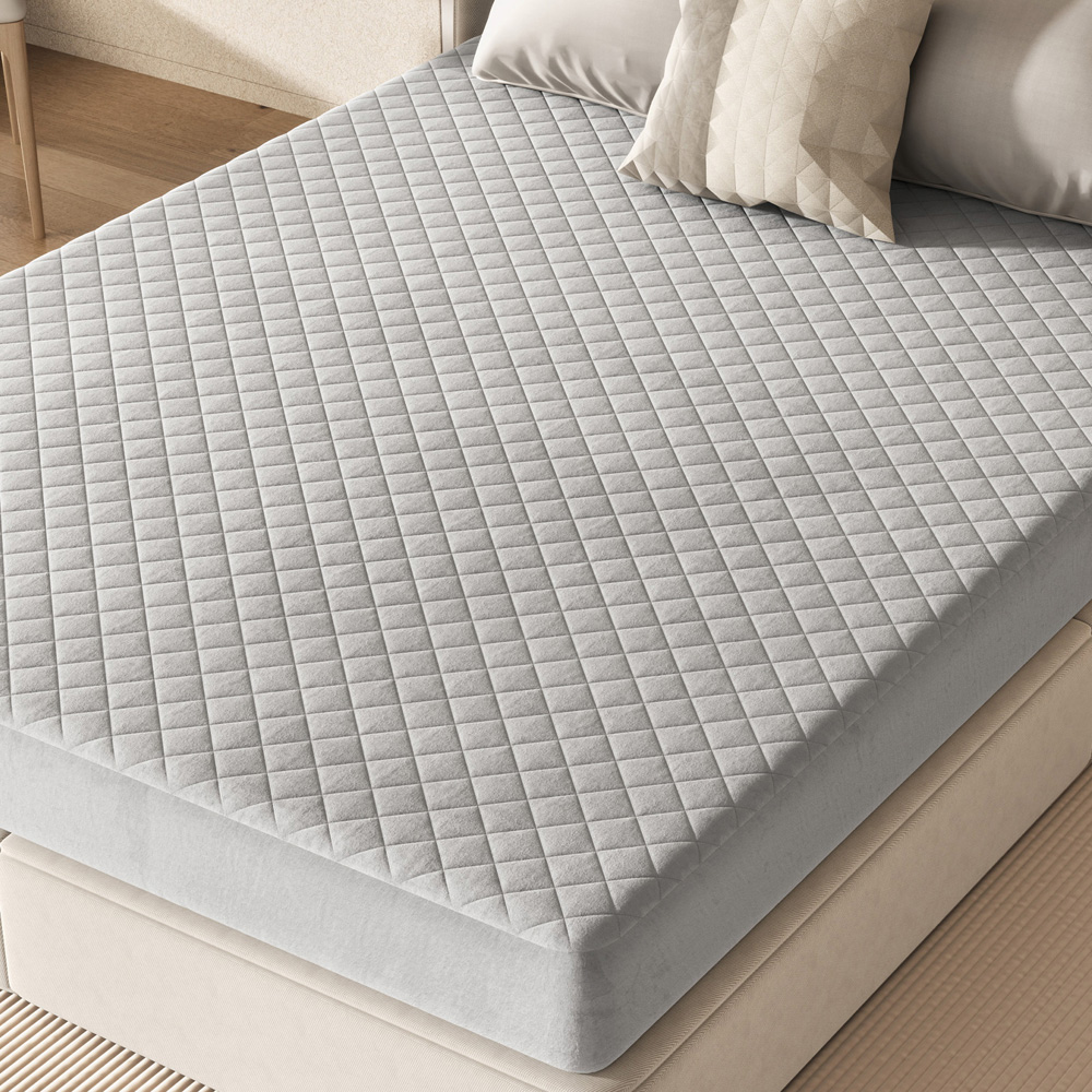 Costway Queen Size Grey Luxury Super Soft Velvet Mattress Protector Image 4