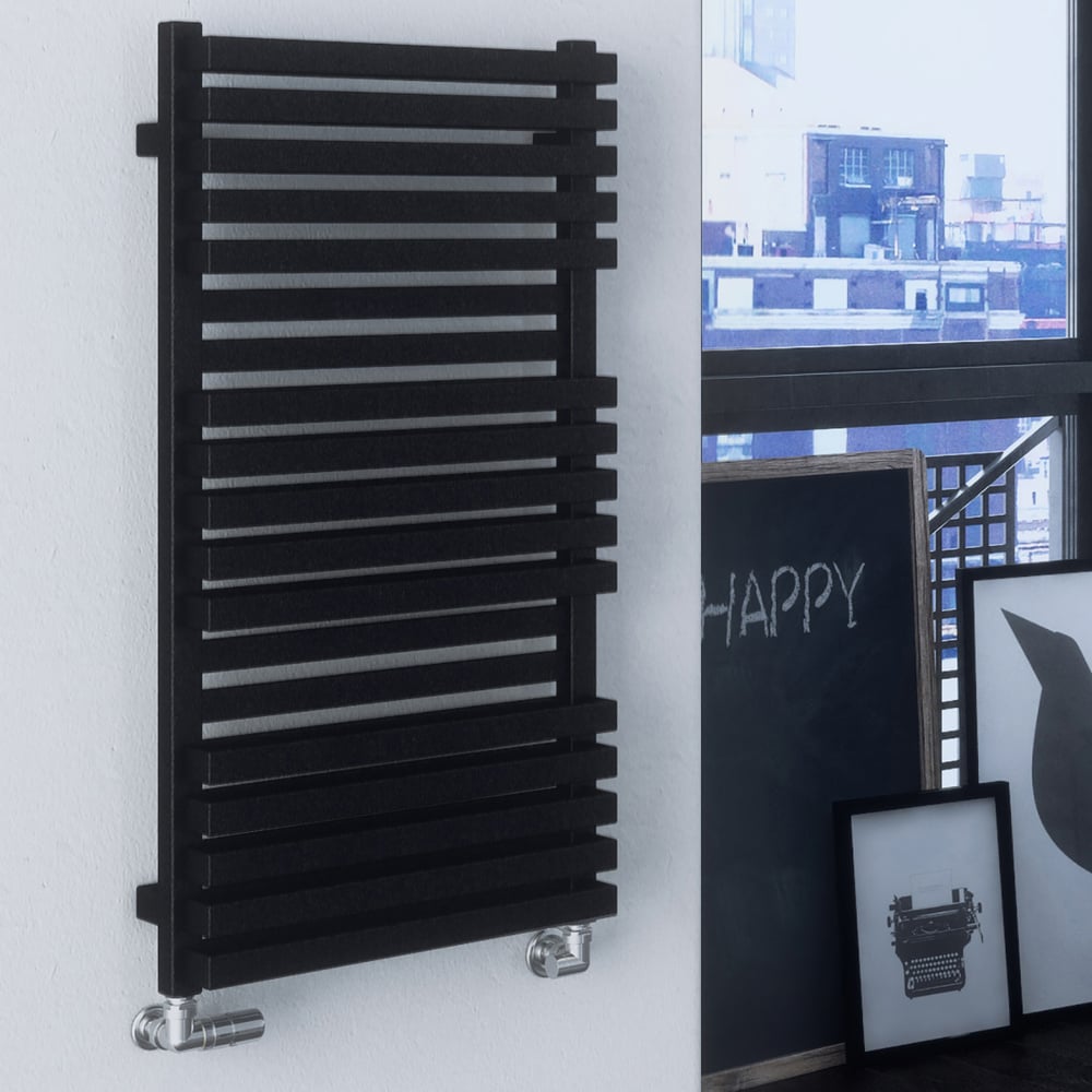 Terma Quadrus Bold 1811BTU Metallic Black Heated Towel Rail 870 x 450mm Image 2