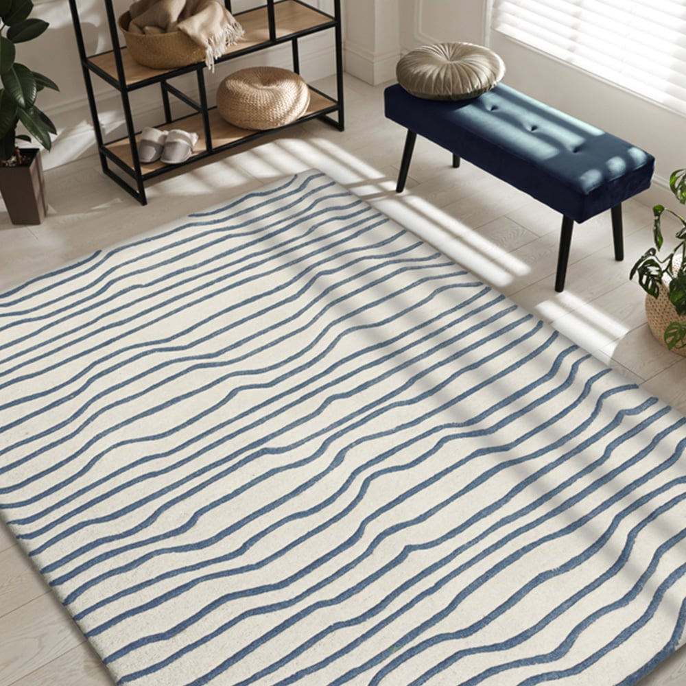 Esselle Home Aura Dune Natural and Blue Rug 120 x 170cm Image 5