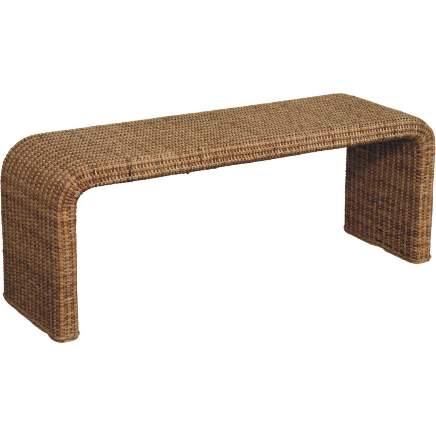 Artisan Furniture Solid Wood Beige Rattan Weave Bench Image 4