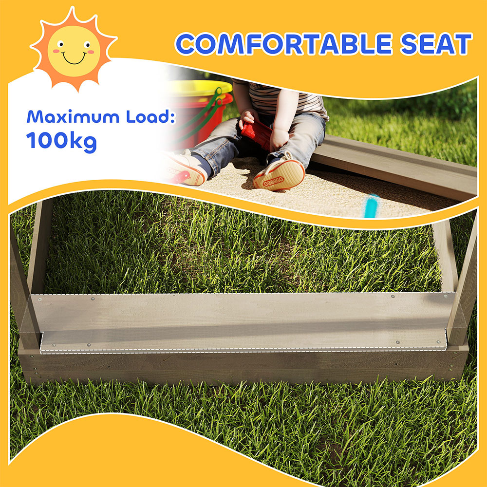 Outsunny Kids Grey Sand Pit with Canopy and Accessories Image 7