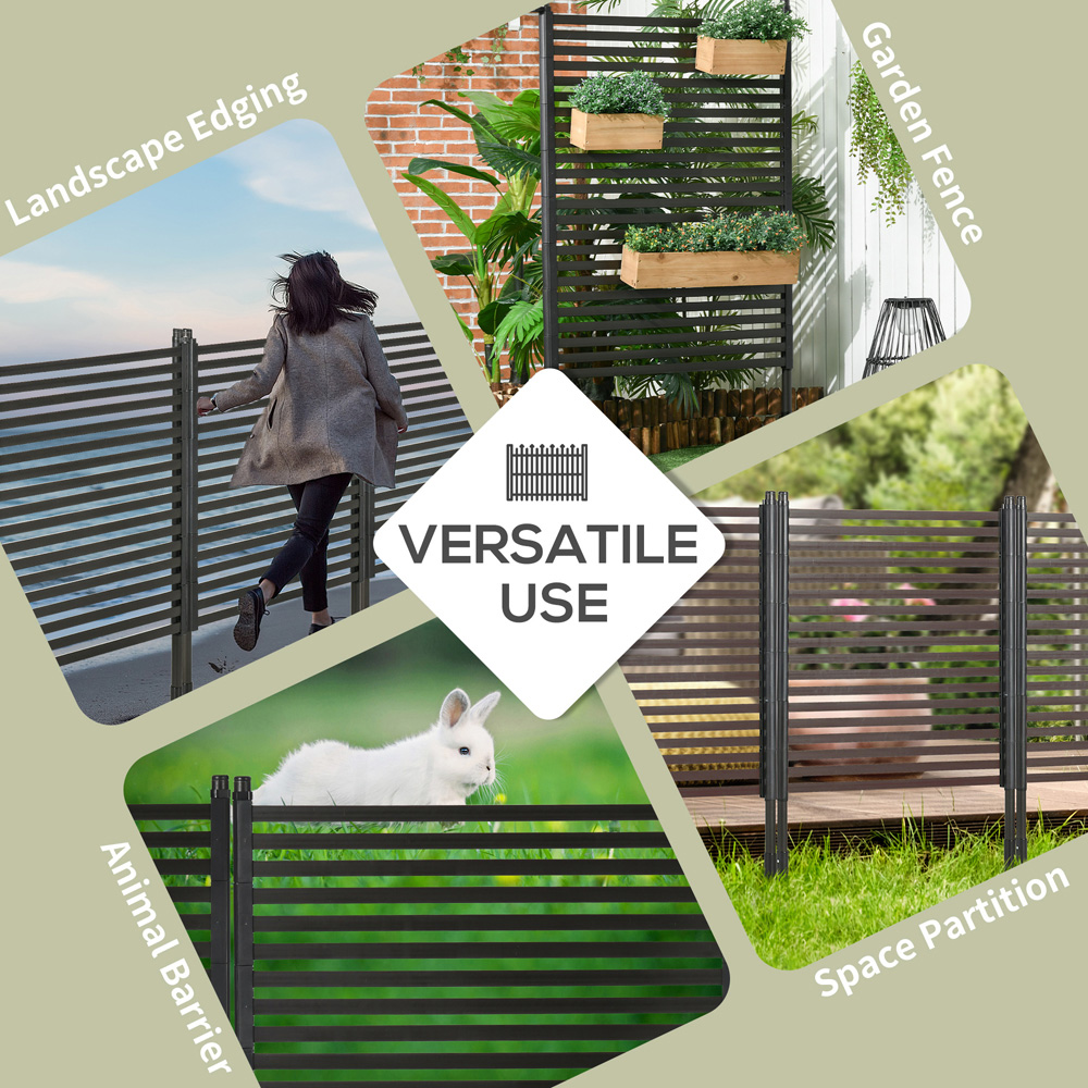 Outsunny 4.9 x 3ft Brown Metal Animal Barrier Garden Fence with 2 Standing Ways Image 7