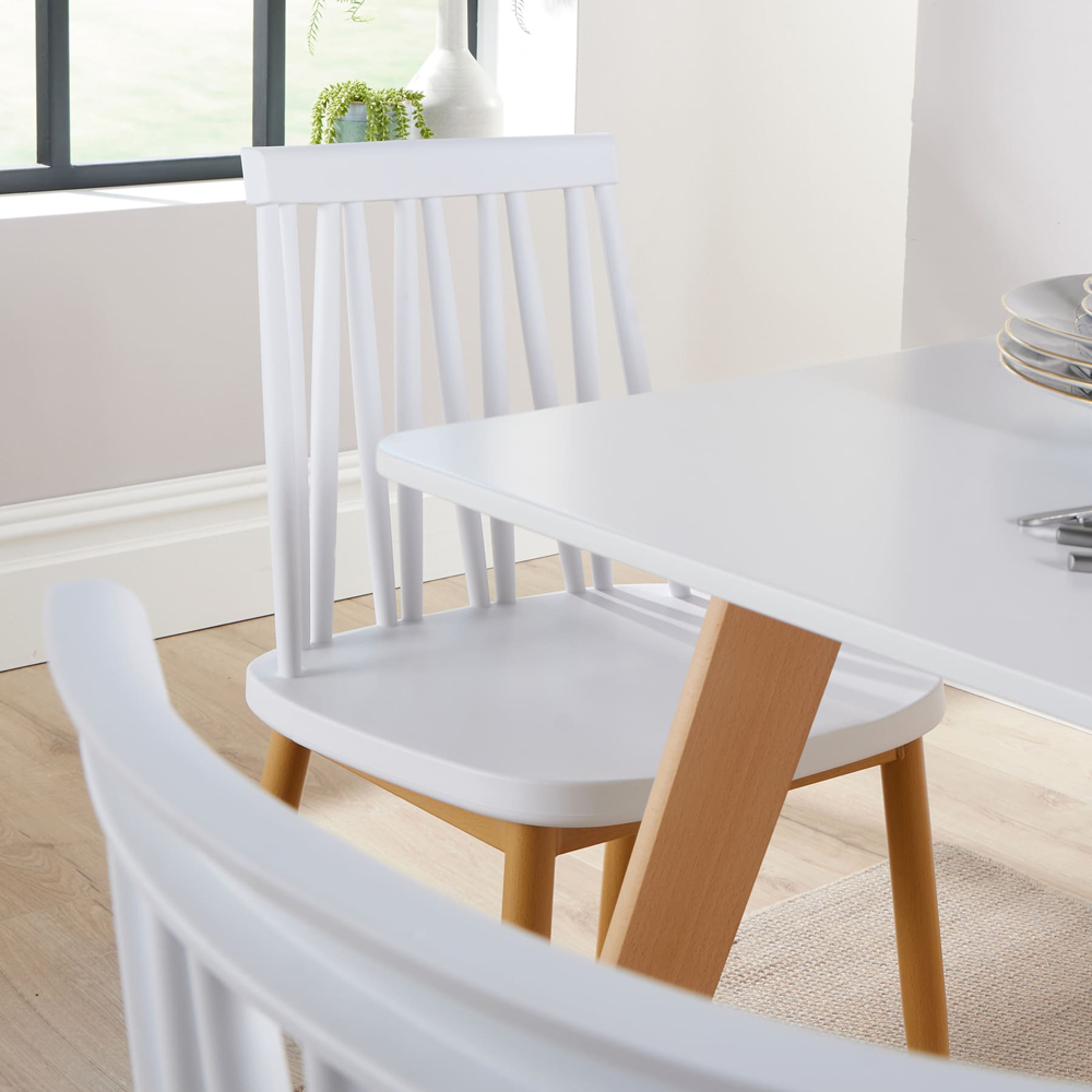 Home Source 4 Seater Geometric Pattern Dining Set White Image 3