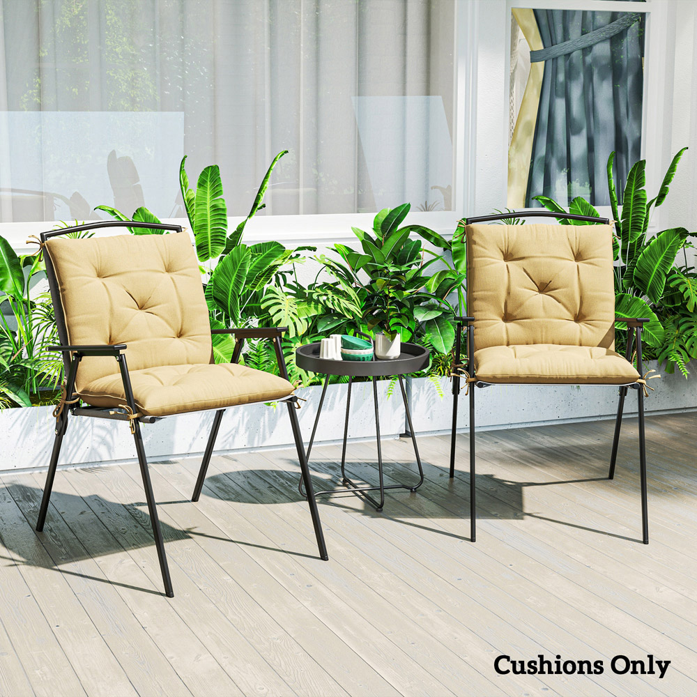 Outsunny Khaki Garden Chair Cushions 49 x 50cm 2 Pack Image 4